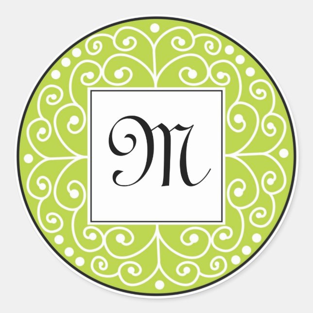 Green And Black Monogram Sticker (Front)