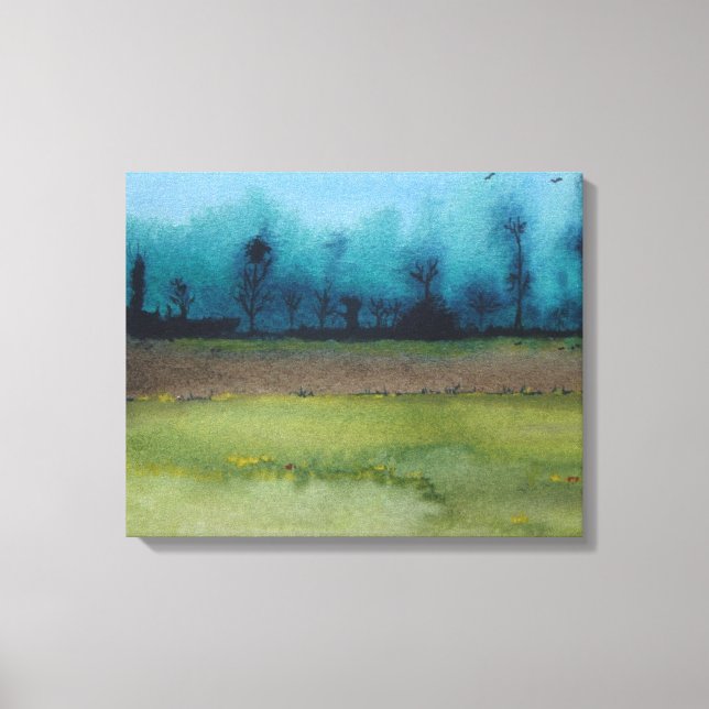 green and  black mystic scenic woodland landscape canvas print (Front)