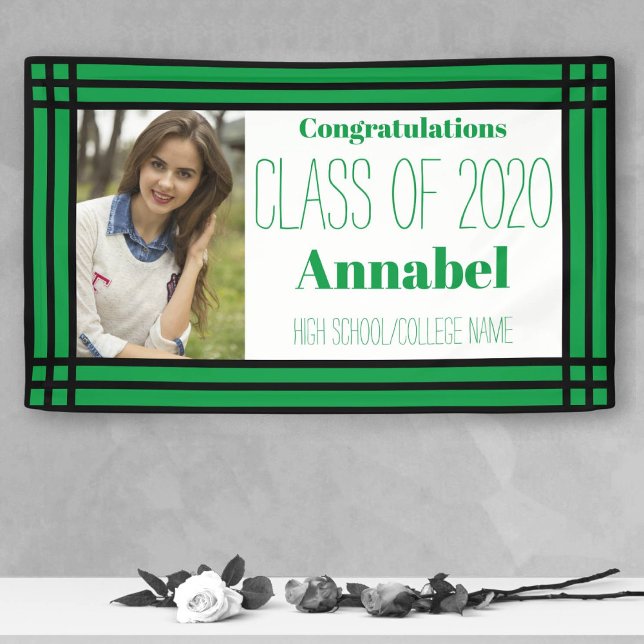 Green and Black One Photo Geometric Grad Banner (Creator Uploaded)