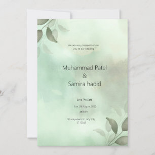 Green and Black Organic Wedding Invitation