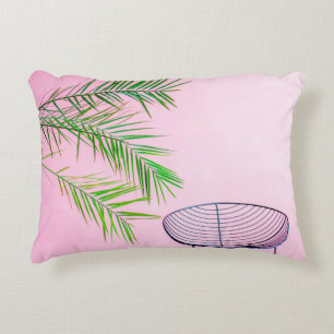 Green and black palm tree illustration accent pillow