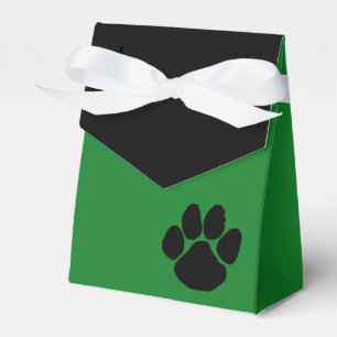 Green and Black Pawprint Graduation Favour Boxes
