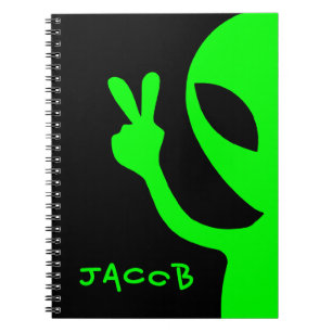 Green and Black Personalized Alien Notebook