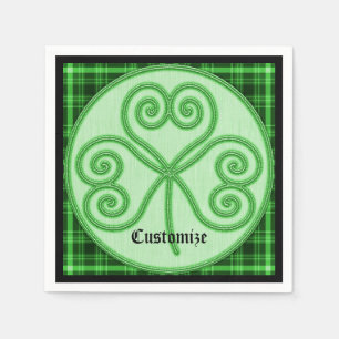 Green and Black Plaid Shamrock Napkins