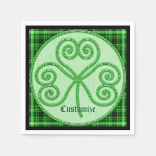 Green and Black Plaid Shamrock Napkins