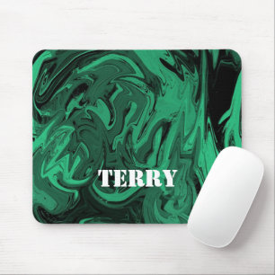Green and black polished marble mouse pad
