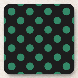 Green and black polka dots coaster