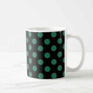 Green and black polka dots coffee mug