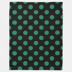 Green and black polka dots fleece blanket