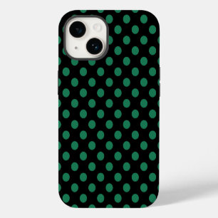 Green and black polka dots iPhone 14 case