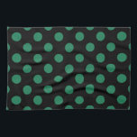 Green and black polka dots kitchen towel<br><div class="desc">Green and black polka dots</div>