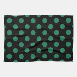 Green and black polka dots kitchen towel