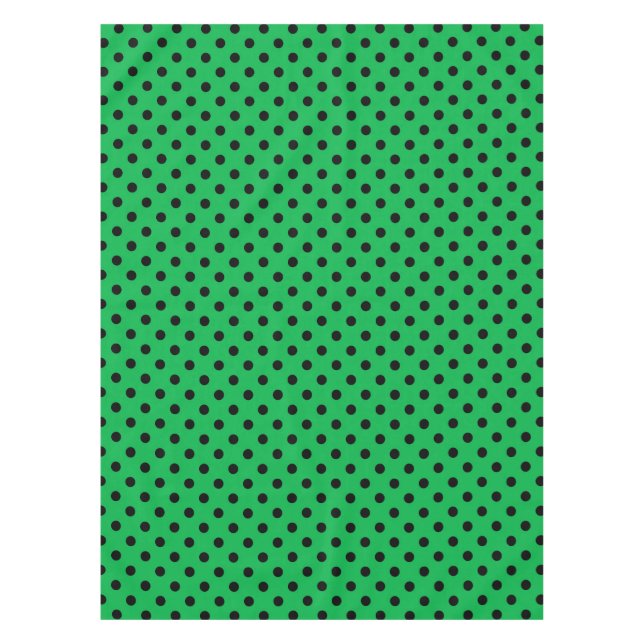 Green and Black Polka Dots Tablecloth (Front)