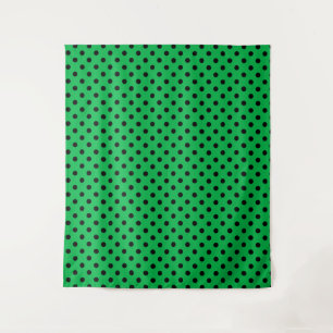 Green and Black Polka Dots Tapestry