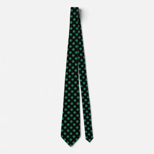 Green and black polka dots tie