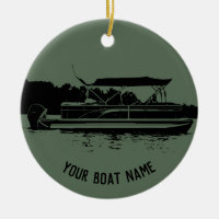 Green and Black Pontoon Boat Ornament