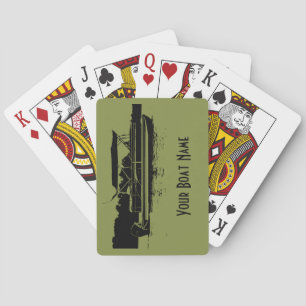 Green and Black Pontoon Boat Playing Cards