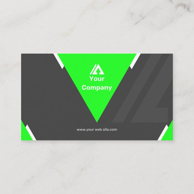 Green and Black Professional Plain Business Card (Back)