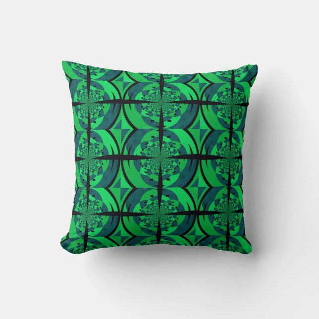 Green and Black Propeller Design Throw Pillow (Front)