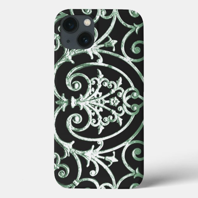 Green and black scrollwork pattern Case-Mate iPhon iPhone Case (Back)