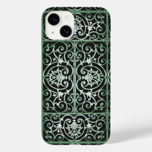 Green and black scrollwork pattern Case-Mate iPhone 14 case