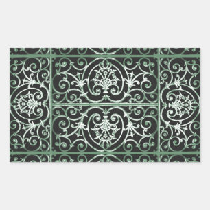 Green and black scrollwork pattern sticker