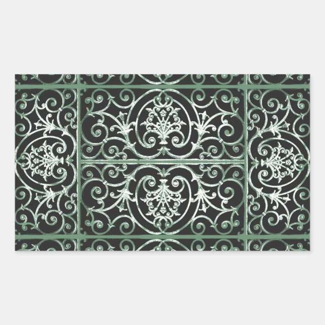 Green and black scrollwork pattern sticker (Front)