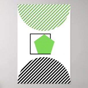 Green And Black Shape On White Background Abstract Poster