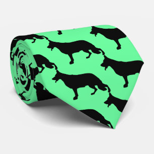 Green and Black Shepherd Dog Tie