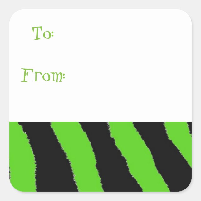 Green and Black Stripes Gift Tags (Front)
