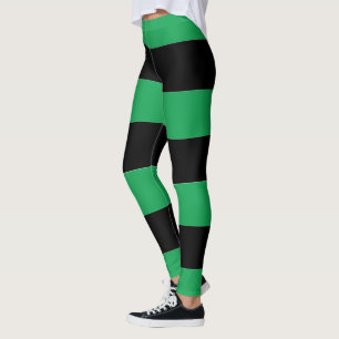 Green and Black Stripes Leggings