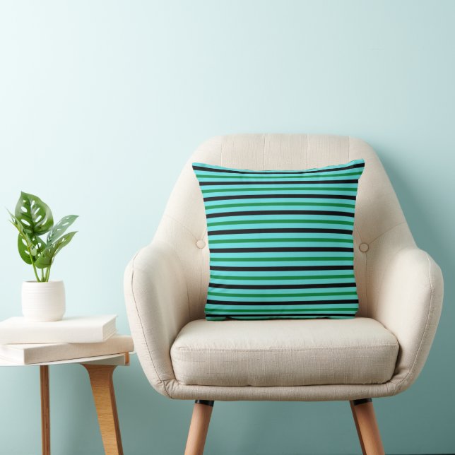 Green and Black stripes Throw Pillow (Chair)