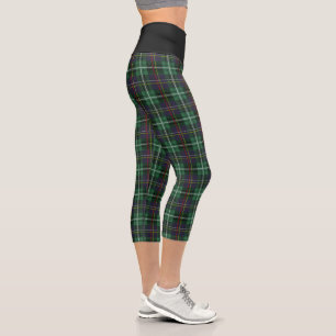 Green and Black Tartan Plaid Capris