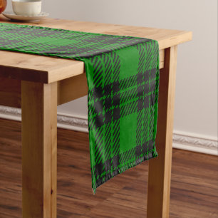 Green and Black Tartan Plaid Short Table Runner
