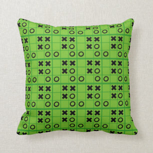 Green and black Tic Tac Toe Throw Pillow