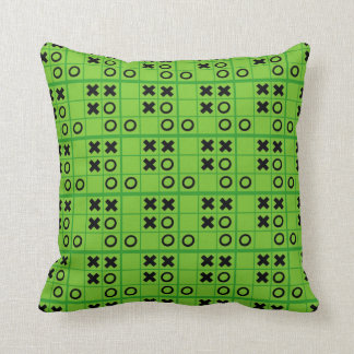 Green and black Tic Tac Toe Throw Pillow