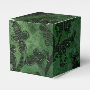 Green and Black Vintage Damask Favor Box