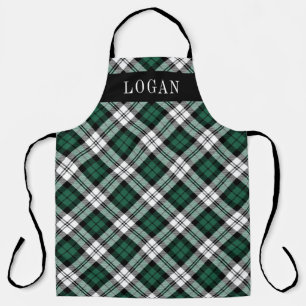 Green and Black Watch Plaid Personalized Holiday Apron