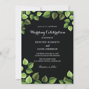 green and black wedding invitations