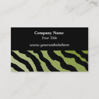 Green and Black Zebra Print Business Card