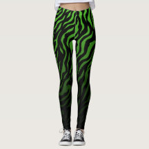 Green and Black Zebra Stripes: Stylish Leggings