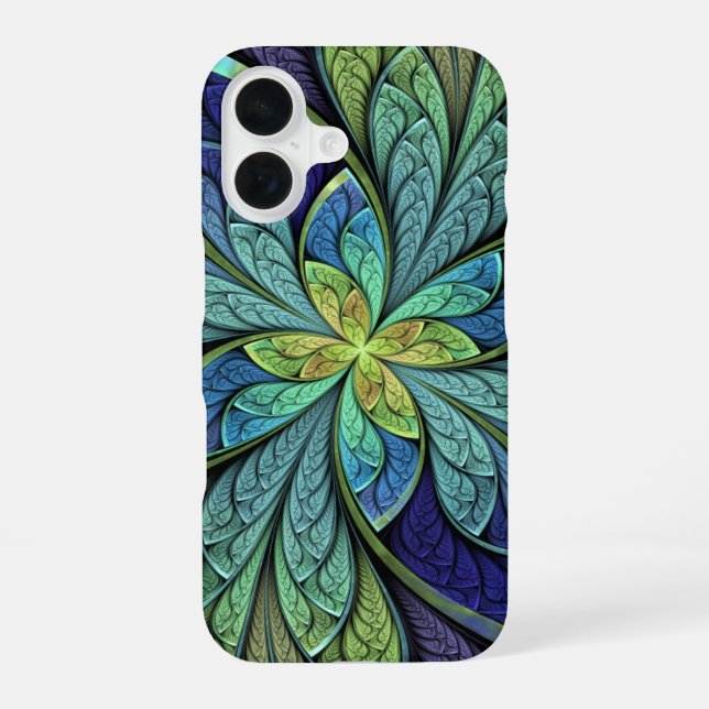 Green and Blue Abstract Pattern La Chanteuse IV iPhone 16 Case (Back)