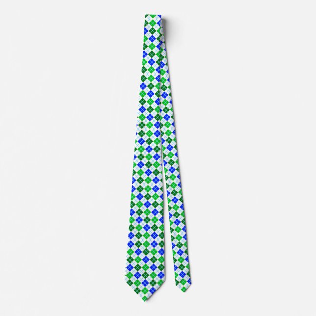 Green and Blue Argyle Custom Tie (Front)