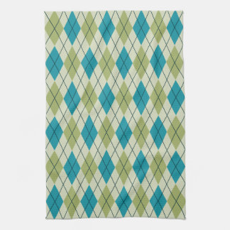 Green and Blue Argyle Kitchen Towel