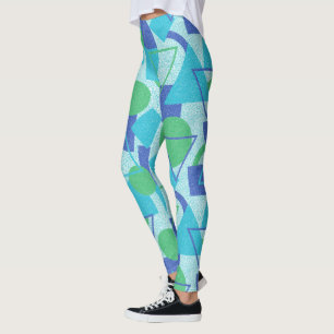Green and Blue Bauhaus Style  Leggings