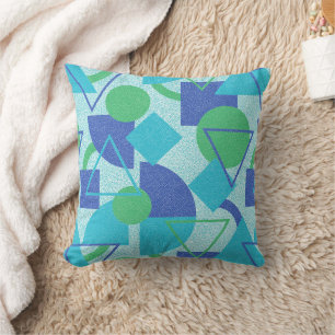 Green and Blue Bauhaus Style Throw Pillow