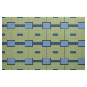 Green and Blue Blocks Fabric