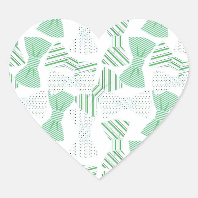 Green and Blue Bow Tie Design BOWTIES Heart Sticker (Front)