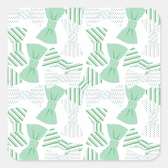 Green and Blue Bow Tie Design BOWTIES Square Sticker (Front)