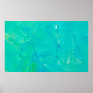 Green and blue brush strokes painted abstract grun poster